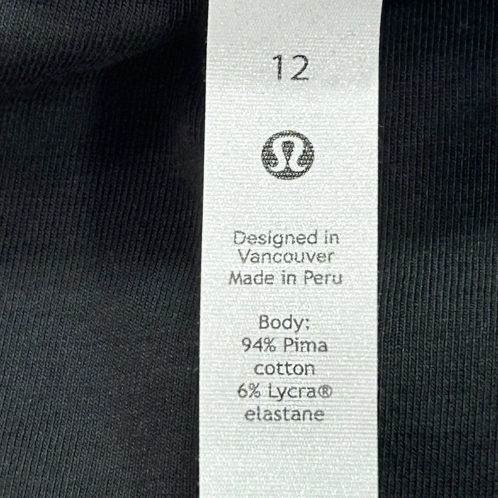 NEW Lululemon Shirt Womens 12 XL Black Crew Stretch LW3EYDS